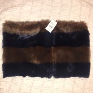 Ann Taylor Loft Fur Striped Scarf